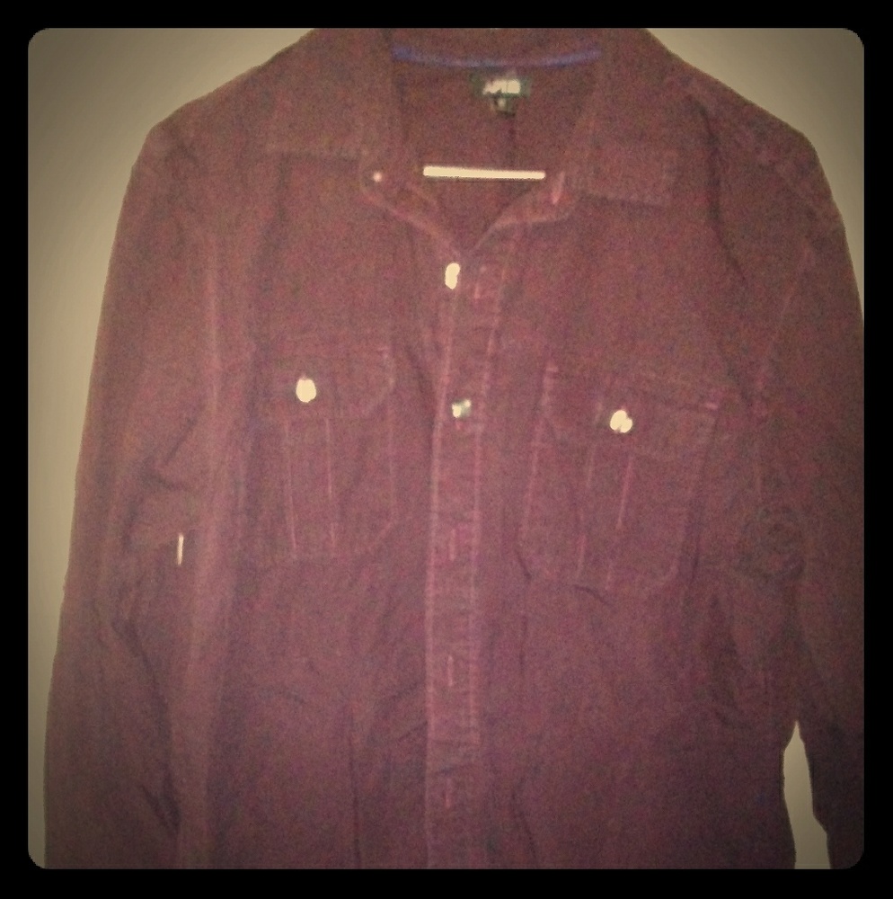 Apt9 burgundy mens button up shirt